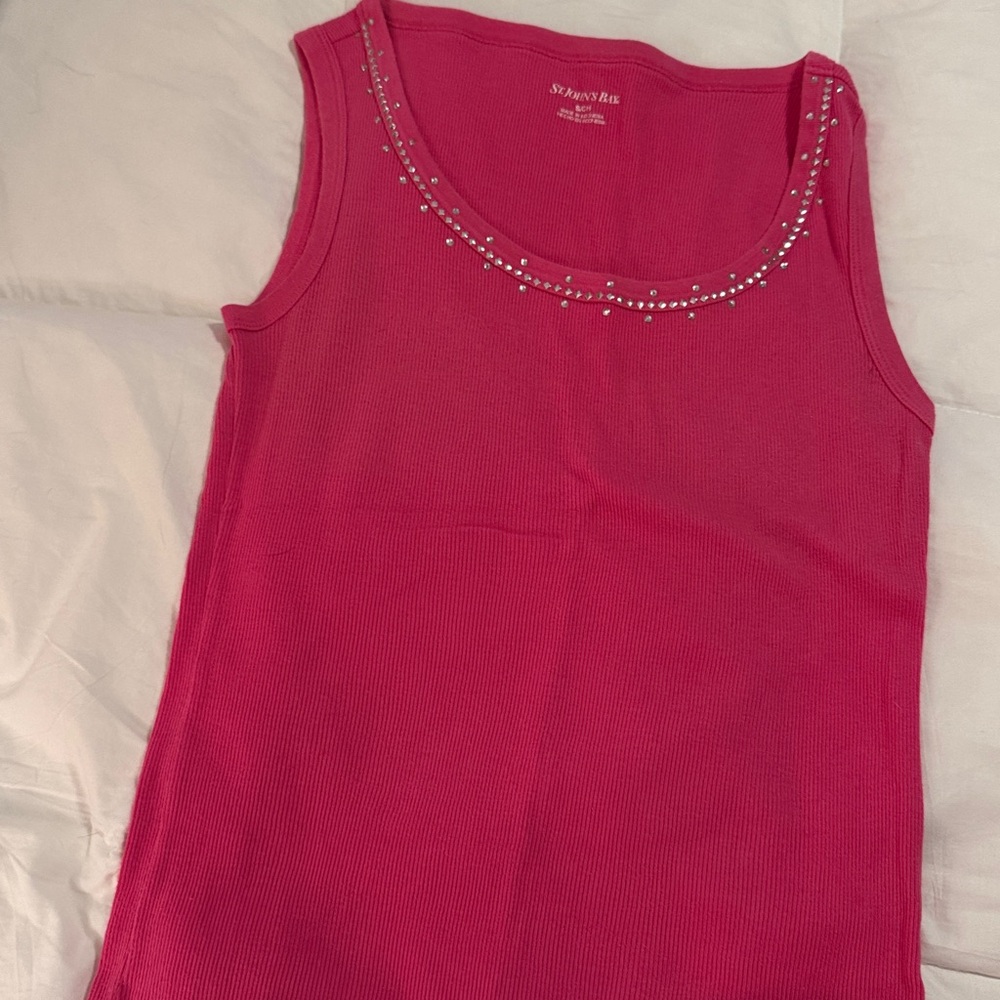 St. John's Bay Pink Tank Top with Embellishments S